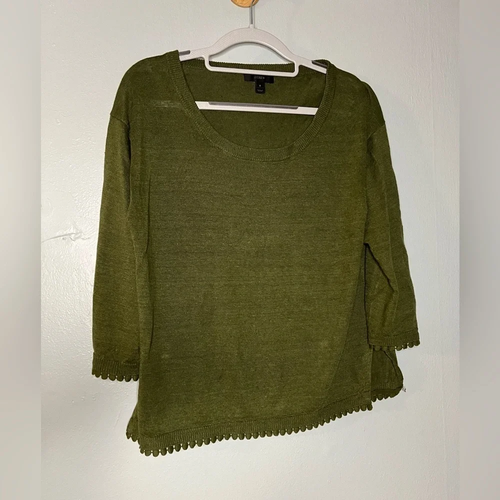 J.Crew‎ scalloped hem linen blouse